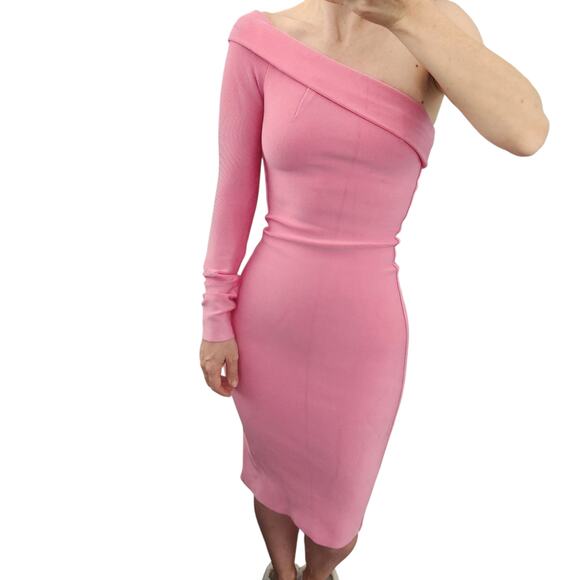 House of CB Nadine Pink Bandage One Shoulder Dress XS Wedding Cocktail Retro Y2K - Picture 1 of 9